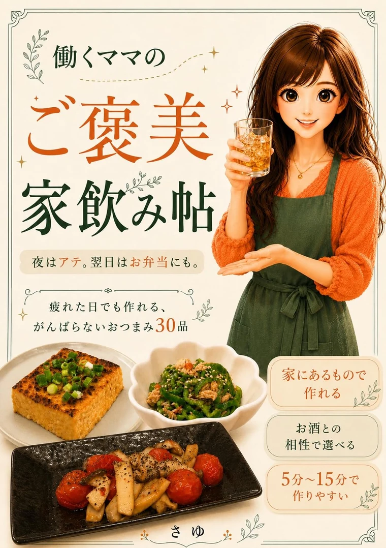 Kindle『働くママのご褒美家飲み帖』の表紙